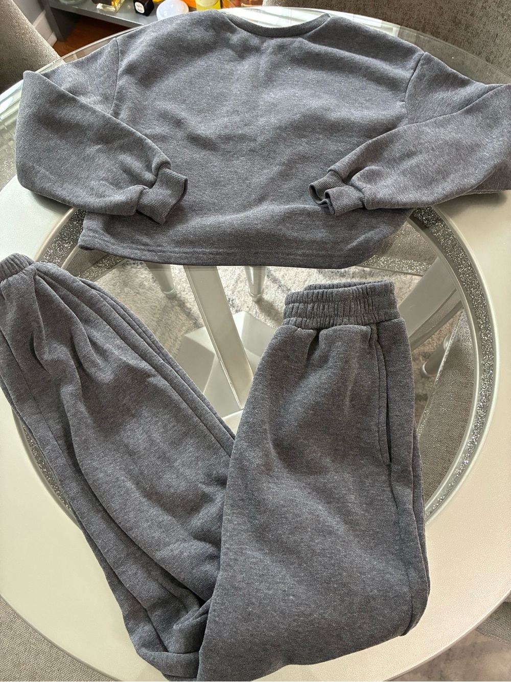 Gray Fleece Sweatshirt and Pants Set